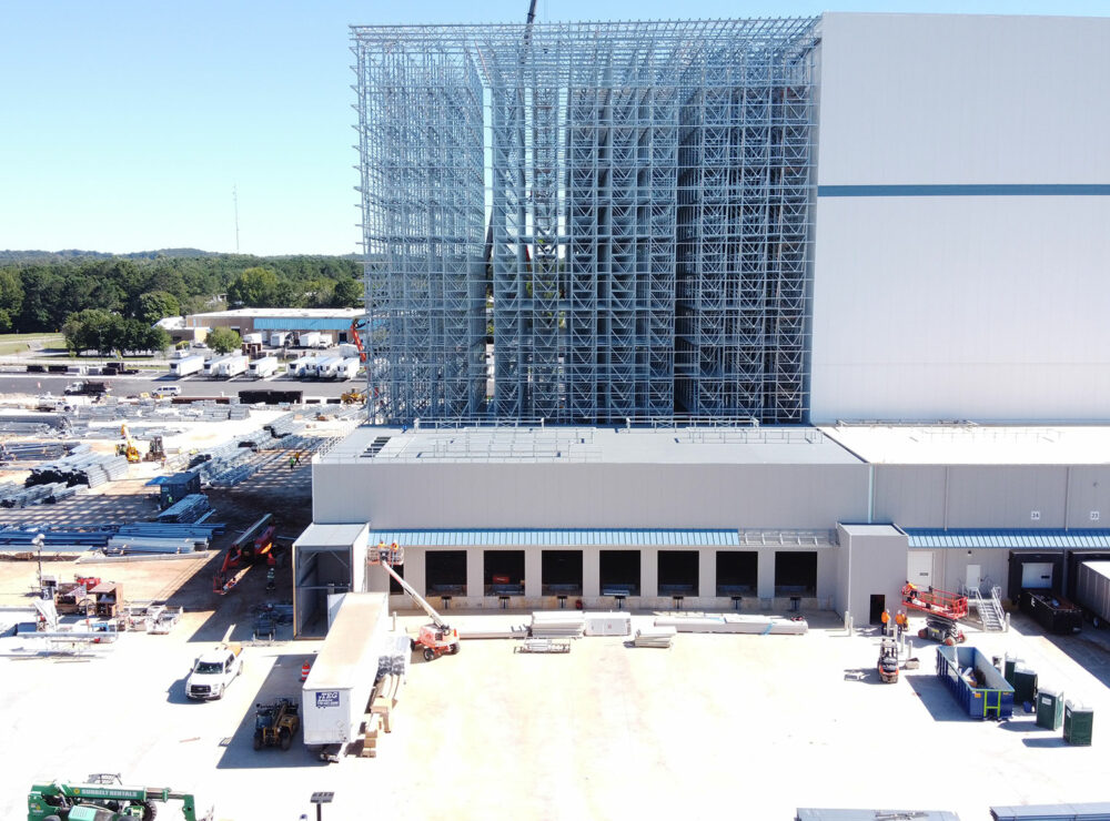 Americold Gateway Phase 2 aerial photo of under construction ASRS