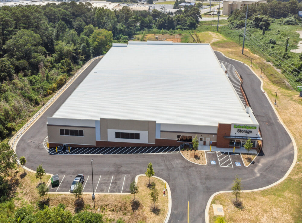 Extra Space Storage, Conyers, Georgia. Aerial photo of storage facility.